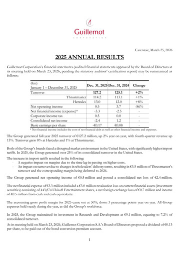 Vorschaubild Guillemot Corporation Jahresbericht 2025