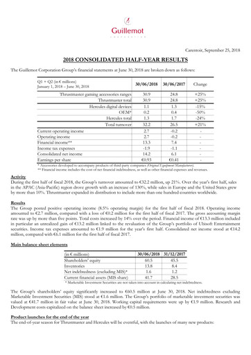Thumbnail Guillemot Corporation Half-year Report 2018-h1