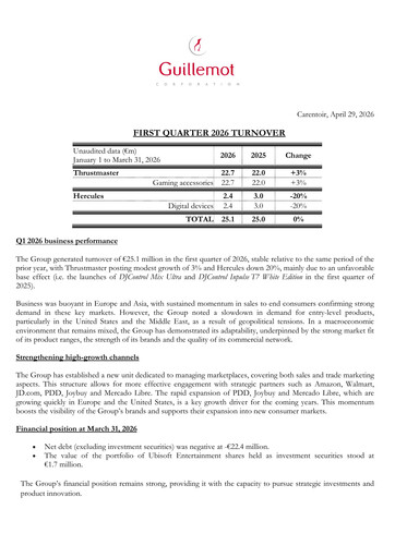 Thumbnail Guillemot Corporation Quarterly Report 2026-q1
