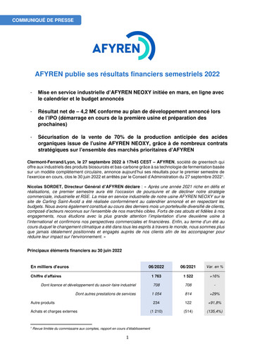 Thumbnail AFYREN Half-year Report 2022-h1