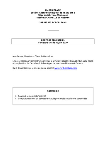 Thumbnail Mr.Bricolage Half-year Report 2020-h1