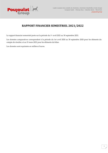 Thumbnail Poujoulat Half-year Report 2021-2022-h1