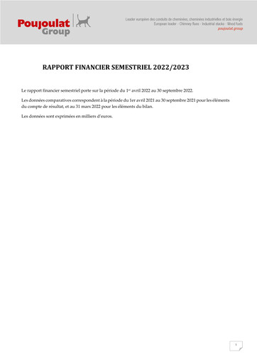 Thumbnail Poujoulat Half-year Report 2022-2023-h1