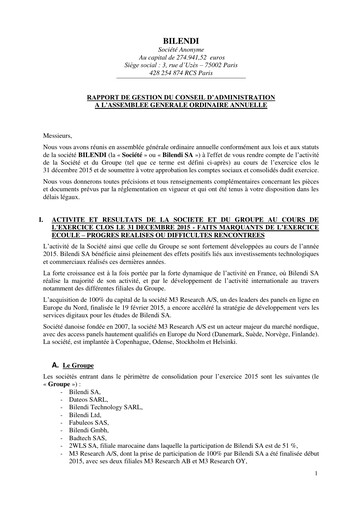 Thumbnail Bilendi SA Annual Report 2015