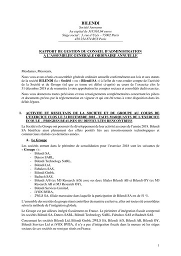 Thumbnail Bilendi SA Annual Report 2018