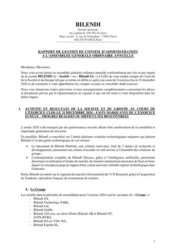 Thumbnail Bilendi SA Annual Report 2024