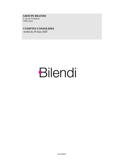 Thumbnail Bilendi SA Financial Statement 2020-h1