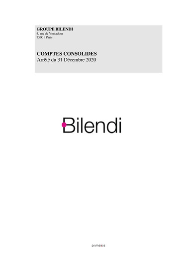 Thumbnail Bilendi SA Financial Statement 2020