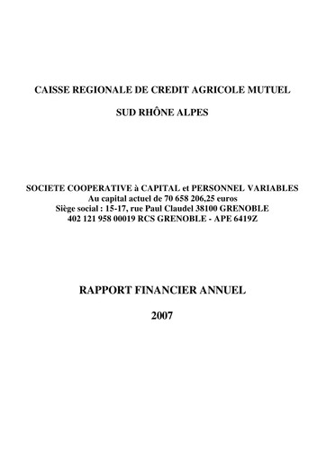 Miniature Caisse Régionale de Crédit Agricole Mutuel Sud Rhône Alpes Rapport financier 2007