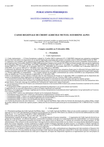 Vorschaubild Caisse Régionale de Crédit Agricole Mutuel Sud Rhône Alpes Finanzmitteilung 2006