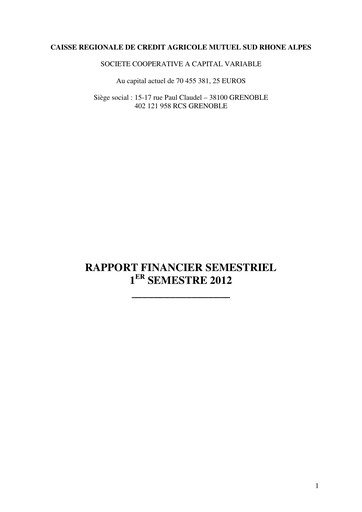 Thumbnail Caisse Régionale de Crédit Agricole Mutuel Sud Rhône Alpes Half-year Report 2012-h1