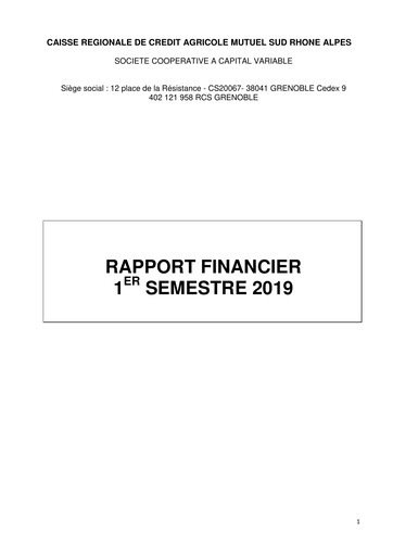 Thumbnail Caisse Régionale de Crédit Agricole Mutuel Sud Rhône Alpes Half-year Report 2019-h1