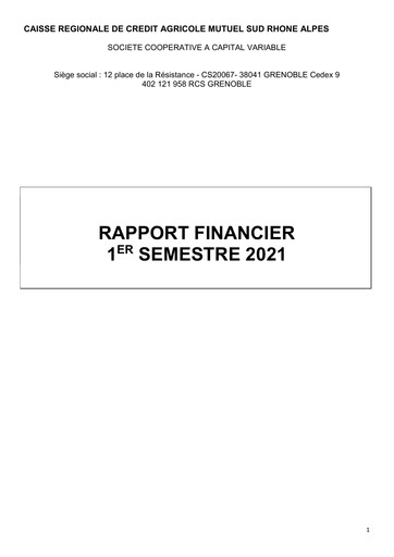 Thumbnail Caisse Régionale de Crédit Agricole Mutuel Sud Rhône Alpes Half-year Report 2021-h1