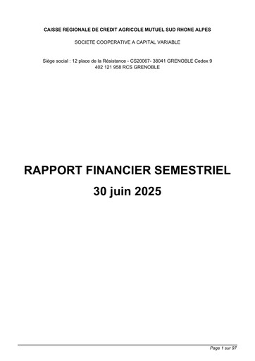 Thumbnail Caisse Régionale de Crédit Agricole Mutuel Sud Rhône Alpes Half-year Report 2025-h1