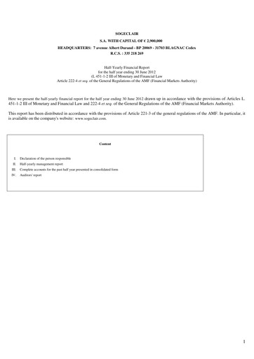 Thumbnail Sogeclair Half-year Report 2012-h1