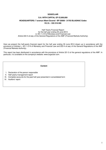 Thumbnail Sogeclair Half-year Report 2014-h1