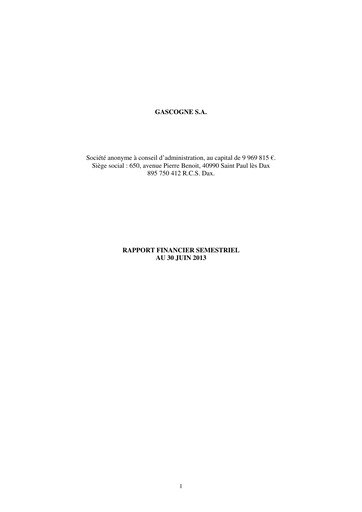 Miniature Gascogne Groupe Rapport semestriel 2013-h1