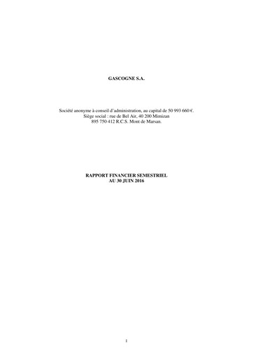 Miniature Gascogne Groupe Rapport semestriel 2016-h1