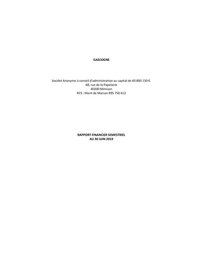 Miniature Gascogne Groupe Rapport semestriel 2019-h1