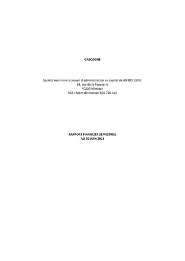 Miniature Gascogne Groupe Rapport semestriel 2021-h1