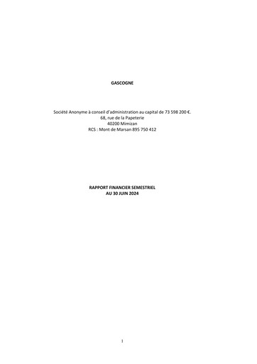 Miniature Gascogne Groupe Rapport semestriel 2024-h1