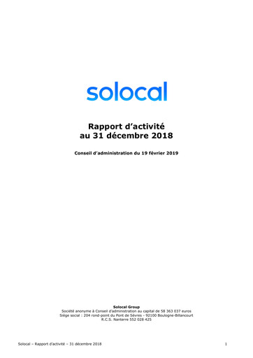 Vorschaubild Solocal Group Finanzbericht 2018