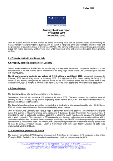 Vorschaubild Paref SA Quartalsbericht 2009-q1