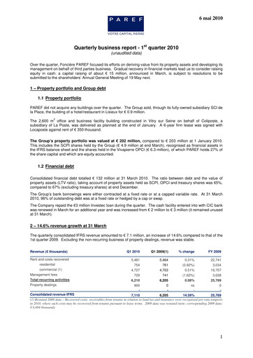 Vorschaubild Paref SA Quartalsbericht 2010-q1