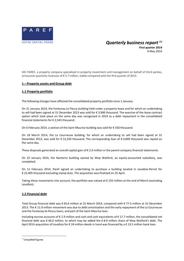Thumbnail Paref SA Quarterly Report 2014-q1