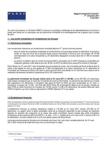 Vorschaubild Paref SA Quartalsbericht 2011-q1