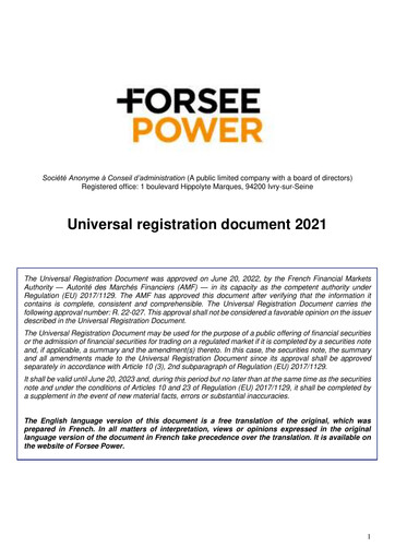 Miniature Forsee Power Document d'enregistrement universel 2021