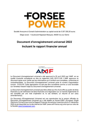 Miniature Forsee Power Document d'enregistrement universel 2022
