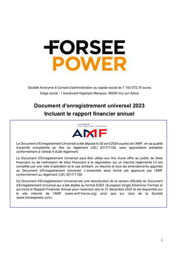 Miniature Forsee Power Document d'enregistrement universel 2023