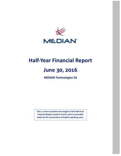 Thumbnail Median Technologies SA Half-year Report 2016-h1