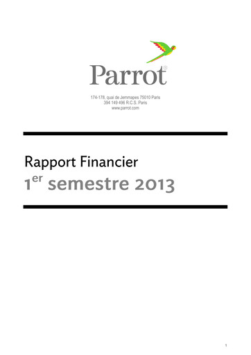 Miniature Parrot S.A. Rapport semestriel 2013-h1