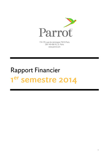 Miniature Parrot S.A. Rapport semestriel 2014-h1