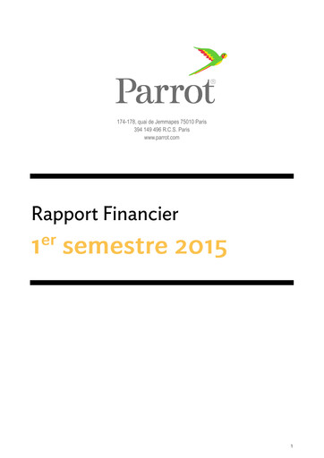 Miniature Parrot S.A. Rapport semestriel 2015-h1