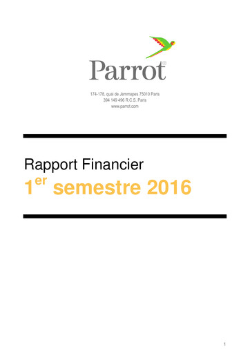 Miniature Parrot S.A. Rapport semestriel 2016-h1