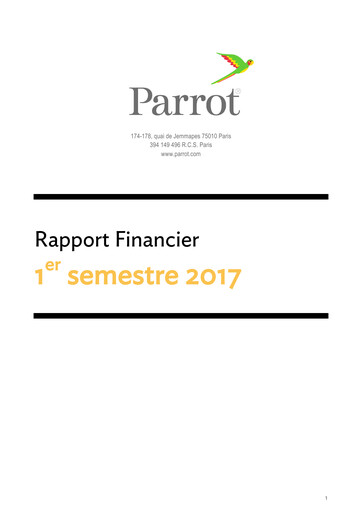 Miniature Parrot S.A. Rapport semestriel 2017-h1