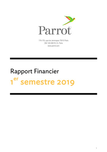 Miniature Parrot S.A. Rapport semestriel 2019-h1