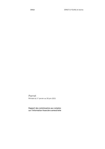 Miniature Parrot S.A. Rapport semestriel 2021-h1