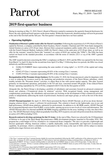 Miniature Parrot S.A. Rapport trimestriel 2019-q1