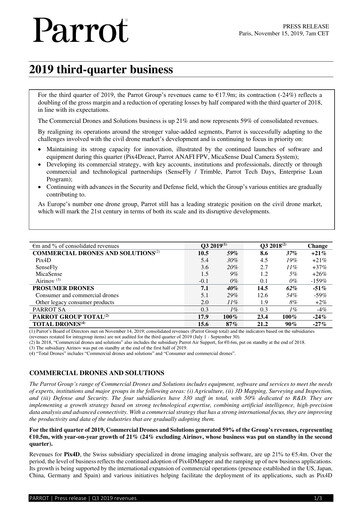 Miniature Parrot S.A. Rapport trimestriel 2019-q3