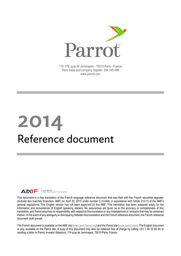 Thumbnail Parrot S.A. Universal Registration Document 2014