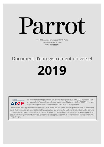 Thumbnail Parrot S.A. Universal Registration Document 2019