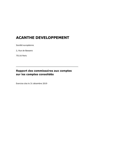 Thumbnail Acanthe Développement Financial Statement 2019