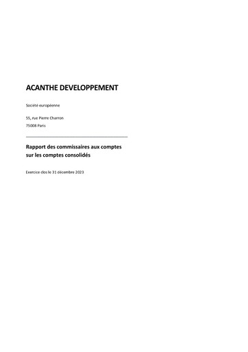 Thumbnail Acanthe Développement Financial Statement 2023