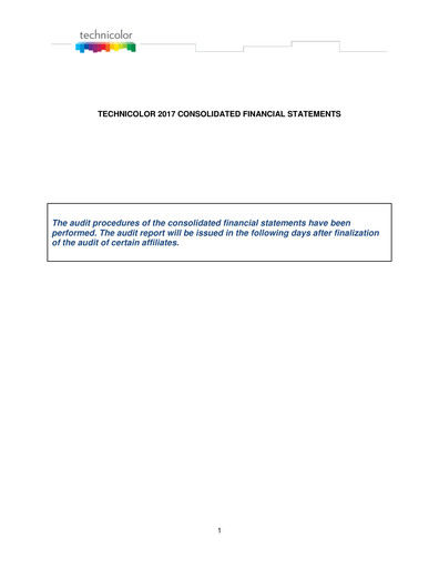 Thumbnail Vantiva Financial Statement 2017