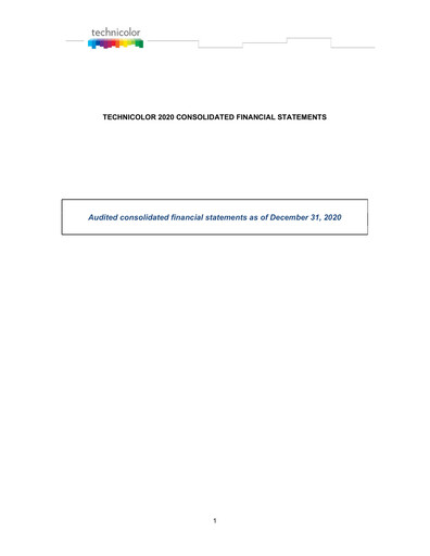 Thumbnail Vantiva Financial Statement 2020