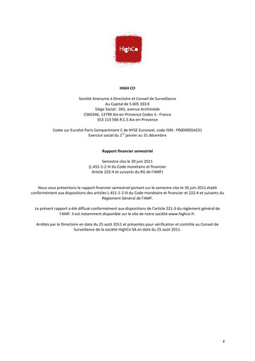 Thumbnail High Co. Half-year Report 2011-h1